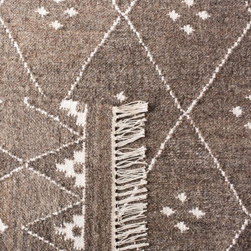  Safavieh Natural Kilim Collection NKM316A Flatweave Brown and Ivory Wool Area Rug (4 x 6)