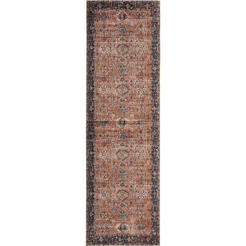  Safavieh CLV305P-4 Classic Vintage Collection Rust and Navy Cotton Area Rug, 4 x 6