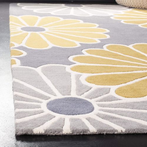  Safavieh Soho Collection SOH705A Handmade Grey and Yellow Premium Wool Area Rug (36 x 56)