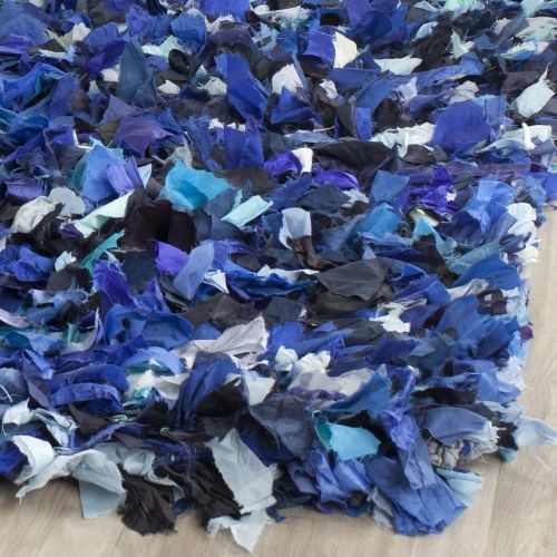 Safavieh Rio Shag Collection SG951C Handmade Blue and Multi Polyester Decorative Area Rug (6 x 9)
