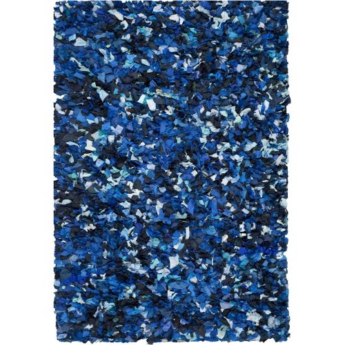  Safavieh Rio Shag Collection SG951C Handmade Blue and Multi Polyester Decorative Area Rug (6 x 9)