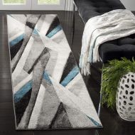 Safavieh Hollywood Collection HLW710D Grey and Teal Mid-Century Modern Abstract Runner (22 x 8)