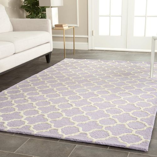  Safavieh Cambridge Collection CAM130C Handcrafted Moroccan Geometric Lavender and Ivory Premium Wool Area Rug (4 x 6)