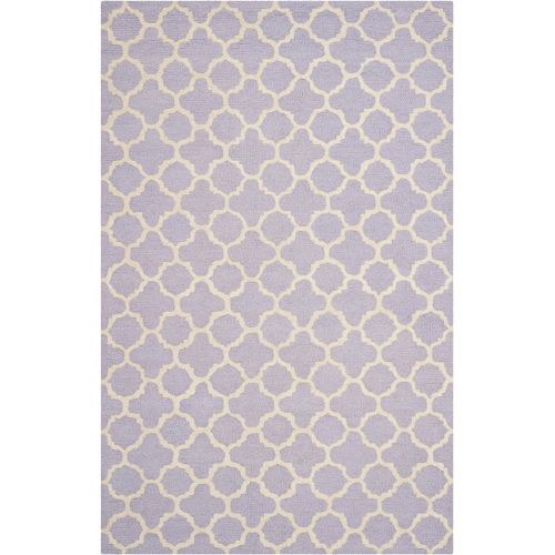  Safavieh Cambridge Collection CAM130C Handcrafted Moroccan Geometric Lavender and Ivory Premium Wool Area Rug (4 x 6)