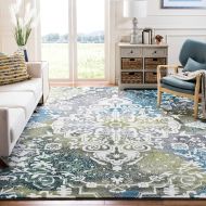Safavieh Water Color Collection WTC669B Ivory and Peacock Blue Area Rug, 67 x 9