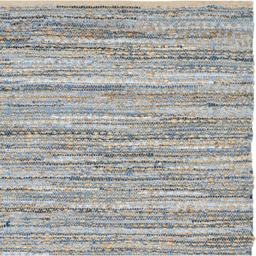  Safavieh Cape Cod Collection CAP351A Hand Woven Flatweave Geometric Diamond Natural and Blue Jute Area Rug (5 x 8)