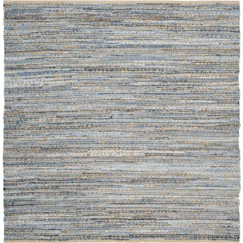  Safavieh Cape Cod Collection CAP351A Hand Woven Flatweave Geometric Diamond Natural and Blue Jute Area Rug (5 x 8)