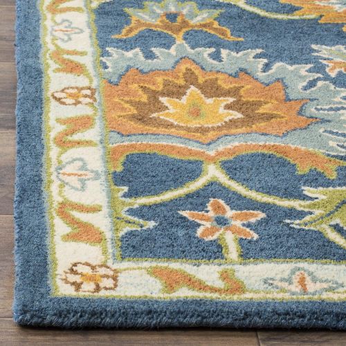  Safavieh Heritage Collection HG654A Handcrafted Traditional Navy Premium Wool Area Rug (5 x 8)
