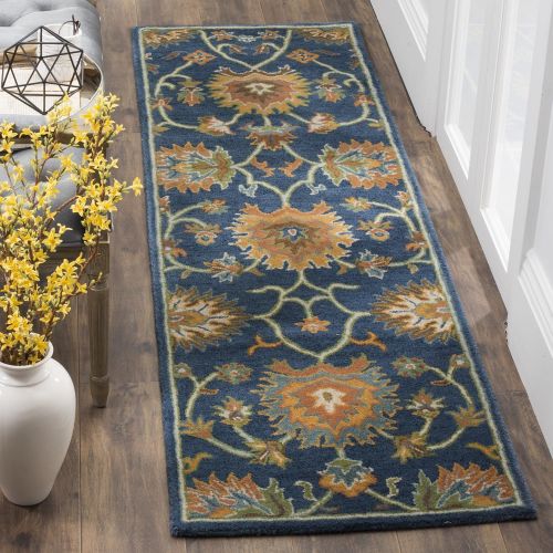  Safavieh Heritage Collection HG654A Handcrafted Traditional Navy Premium Wool Area Rug (5 x 8)