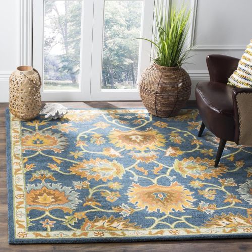  Safavieh Heritage Collection HG654A Handcrafted Traditional Navy Premium Wool Area Rug (5 x 8)