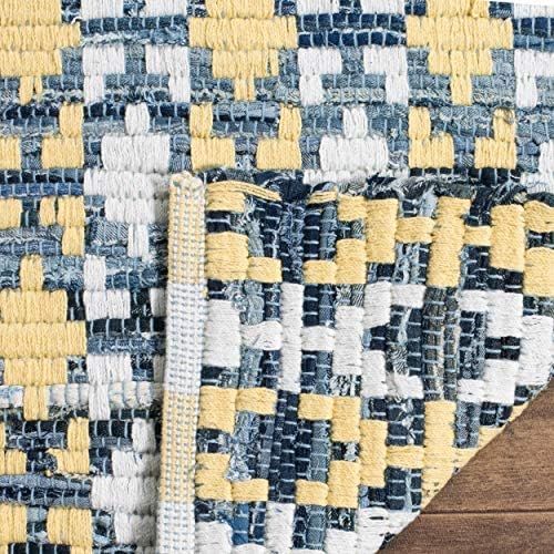  Safavieh Montauk Collection MTK123A Handmade Flatweave Ivory Blue and Black Cotton Area Rug (8 x 10)