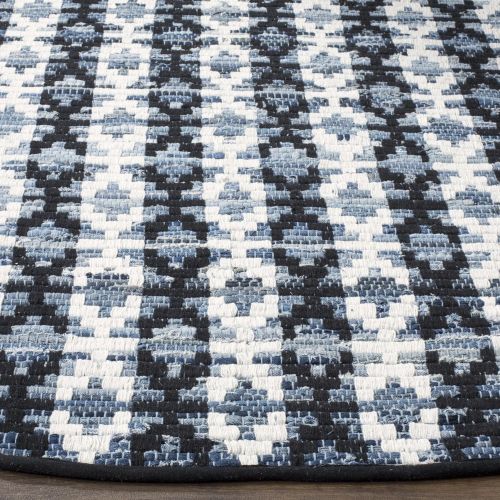  Safavieh Montauk Collection MTK123A Handmade Flatweave Ivory Blue and Black Cotton Area Rug (8 x 10)