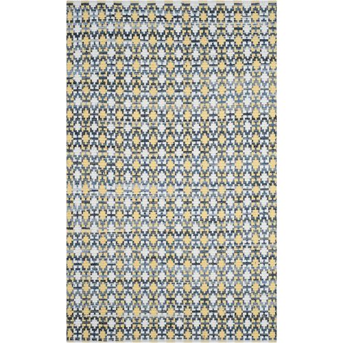  Safavieh Montauk Collection MTK123A Handmade Flatweave Ivory Blue and Black Cotton Area Rug (8 x 10)