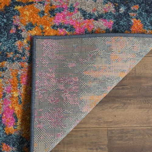 Safavieh Madison Collection MAD143A Blue and Orange Modern Bohemian Chic Abstract Area Rug (8 x 10)