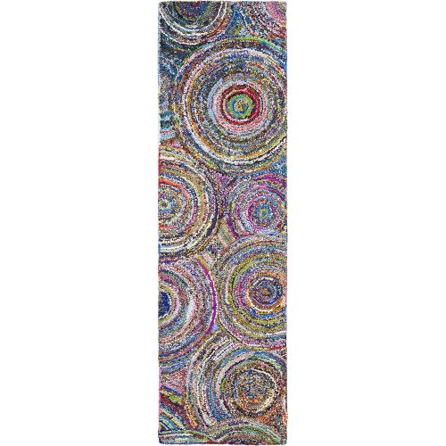  Safavieh Nantucket Collection NAN514A Handmade Abstract Circles Multicolored Cotton Round Area Rug (6 Diameter)