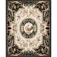 Safavieh Chelsea Collection HK48K Hand-Hooked Ivory and Black Premium Wool Round Area Rug (56 Diameter)
