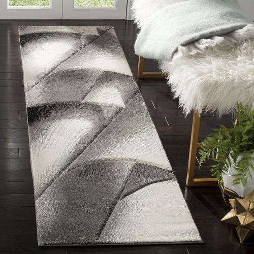  Safavieh Hollywood Collection HLW716G Grey and Dark Grey Mid-Century Modern Abstract Runner (22 x 8)