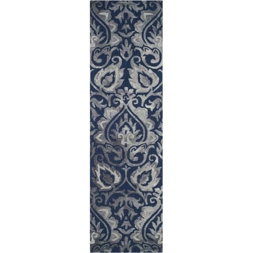  Safavieh Dip Dye Collection DDY511N Handmade Navy and Grey Wool Runner (23 x 8)