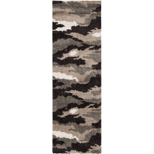  Safavieh Camouflage Shag Collection SG453-1391 Beige and Multi Area Rug (53 x 76)