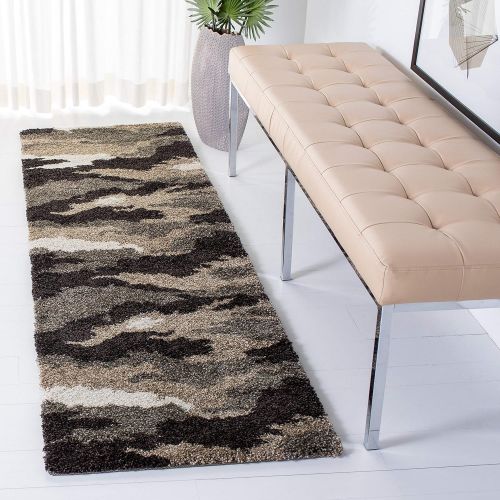  Safavieh Camouflage Shag Collection SG453-1391 Beige and Multi Area Rug (53 x 76)