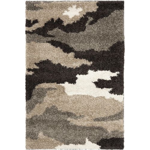 Safavieh Camouflage Shag Collection SG453-1391 Beige and Multi Area Rug (53 x 76)