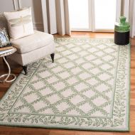 Safavieh Chelsea Collection HK230B Hand-Hooked Ivory and Light Green Premium Wool Area Rug (79 x 99)