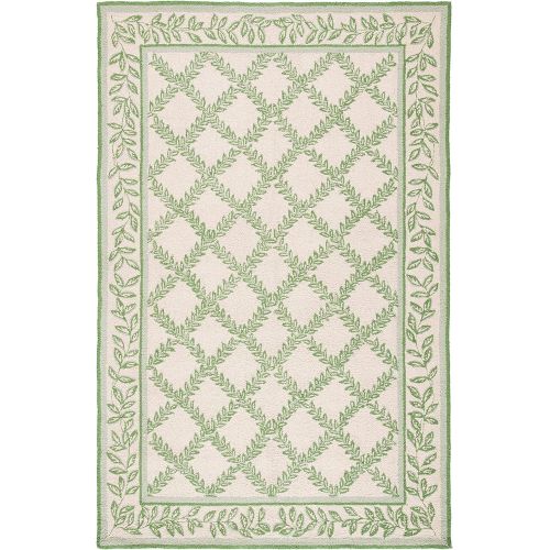  Safavieh Chelsea Collection HK230B Hand-Hooked Ivory and Light Green Premium Wool Area Rug (79 x 99)