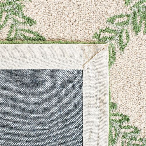  Safavieh Chelsea Collection HK230B Hand-Hooked Ivory and Light Green Premium Wool Area Rug (79 x 99)