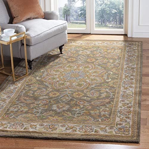  Safavieh Heritage Collection HG954A Handcrafted Traditional Oriental Green and Taupe Wool Square Area Rug (6 Square)