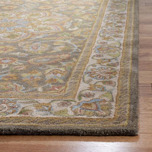  Safavieh Heritage Collection HG954A Handcrafted Traditional Oriental Green and Taupe Wool Square Area Rug (6 Square)