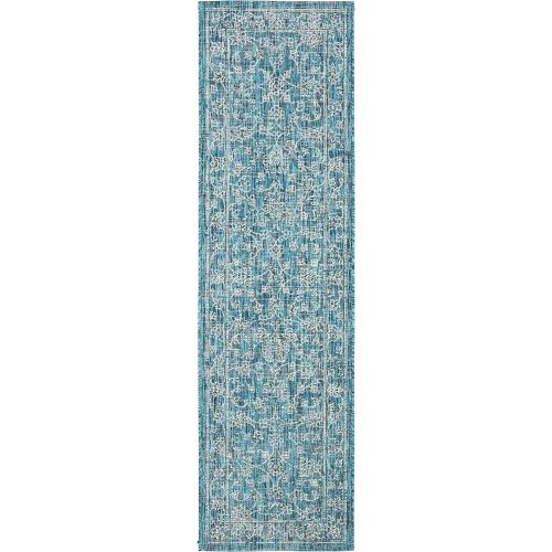  Safavieh Courtyard Collection CY8680-37221 Turquoise Indoor Outdoor Area Rug (8 x 11)