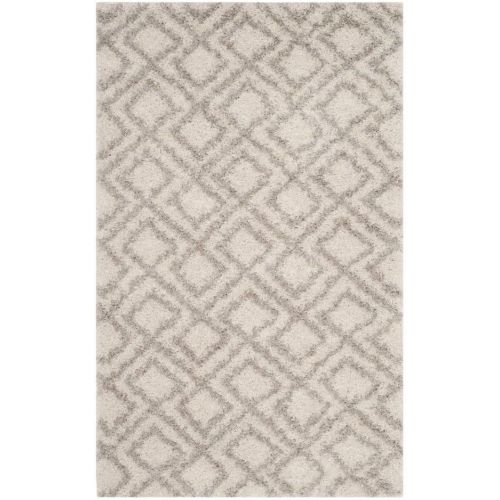  Safavieh Arizona Shag Collection ASG740A Southwestern Diamond Geometric Ivory and Beige Square Area Rug (67 Square)