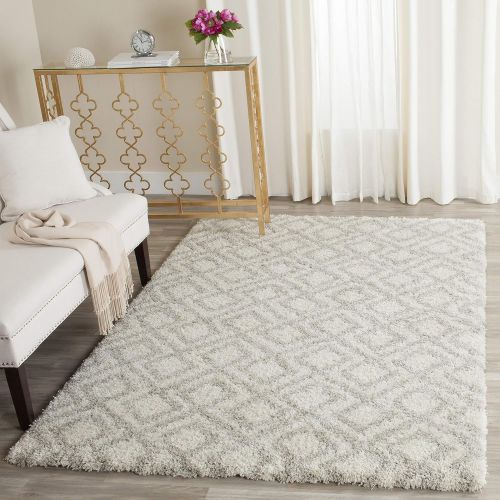  Safavieh Arizona Shag Collection ASG740A Southwestern Diamond Geometric Ivory and Beige Square Area Rug (67 Square)