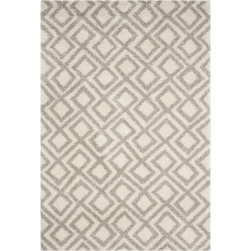  Safavieh Arizona Shag Collection ASG740A Southwestern Diamond Geometric Ivory and Beige Square Area Rug (67 Square)