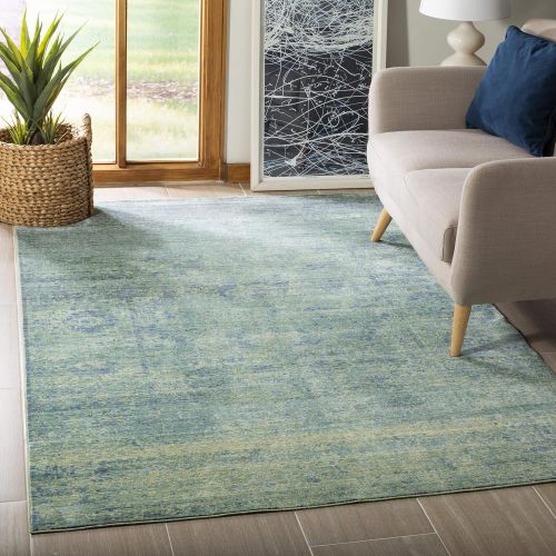  Safavieh Mystique Collection MYS920G Vintage Watercolor Overdyed Green and Multi Distressed Area Rug (9 x 12)