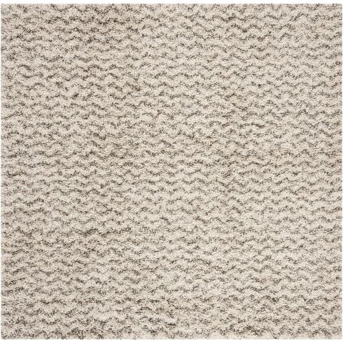  Safavieh Hudson Shag Collection SGH330A Ivory and Grey Square Area Rug (7 Square)