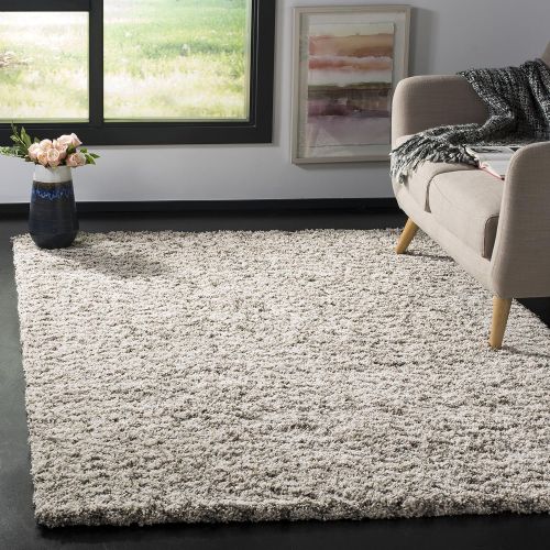  Safavieh Hudson Shag Collection SGH330A Ivory and Grey Square Area Rug (7 Square)