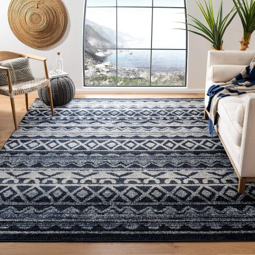  Safavieh Adirondack Collection ADR119N Ivory Charcoal Modern Bohemian Area Rug (8 x 10)