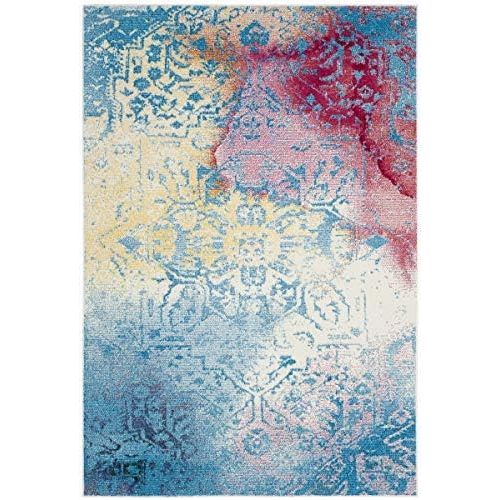  Safavieh Water Color Collection WTC620G Light Blue and Light Yellow Area Rug, 67 x 9