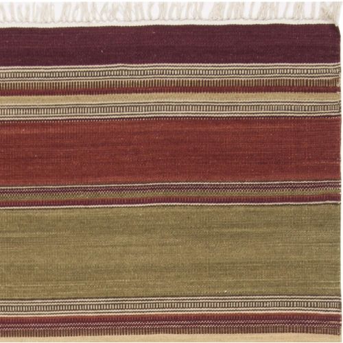  Safavieh Striped Kilim Collection STK313A Hand Woven Red Premium Wool Area Rug (9 x 12)