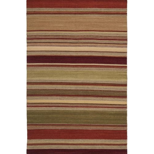  Safavieh Striped Kilim Collection STK313A Hand Woven Red Premium Wool Area Rug (9 x 12)