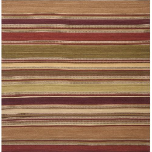  Safavieh Striped Kilim Collection STK313A Hand Woven Red Premium Wool Area Rug (9 x 12)