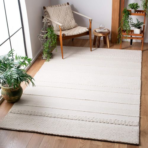  Safavieh Natura Collection NAT215A Handmade Wool Area Rug, 3 x 5, Natural