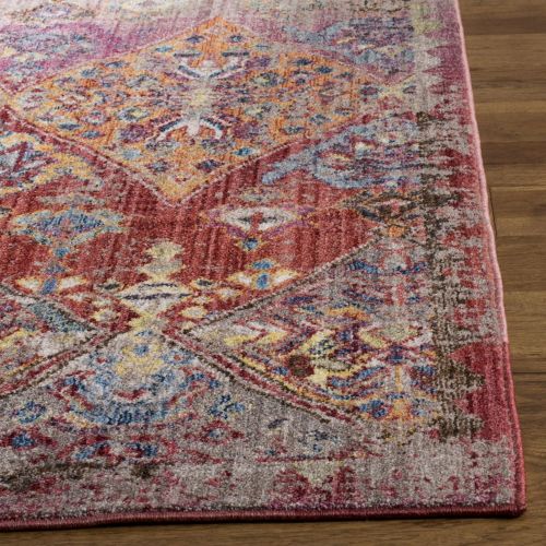  Safavieh Bristol Collection BTL352R Rose and Multicolored Vintage Distressed Bohemian Area Rug (51 x 76)