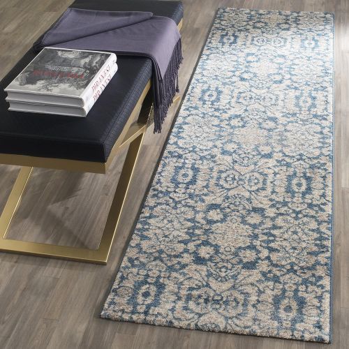  Safavieh Sofia Collection SOF381C Vintage Distressed Area Rug, 8 x 10, BlueBeige