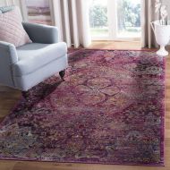 Safavieh Crystal Collection CRS512S Fuchsia Pink and Purple Distressed Bohemian Medallion Area Rug (4 x 6)