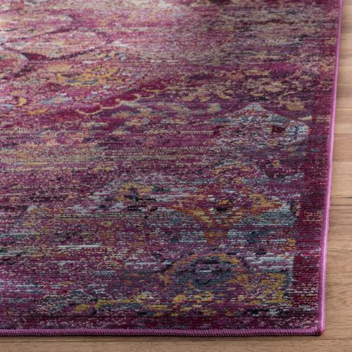  Safavieh Crystal Collection CRS512S Fuchsia Pink and Purple Distressed Bohemian Medallion Area Rug (4 x 6)