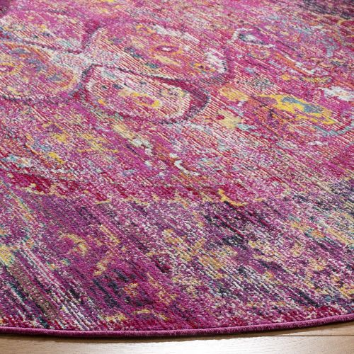  Safavieh Crystal Collection CRS512S Fuchsia Pink and Purple Distressed Bohemian Medallion Area Rug (4 x 6)