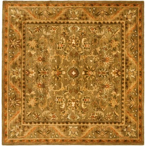  Safavieh Antiquities Collection AT52A Handmade Traditional Oriental Olive and Gold Wool Square Area Rug (6 Square)