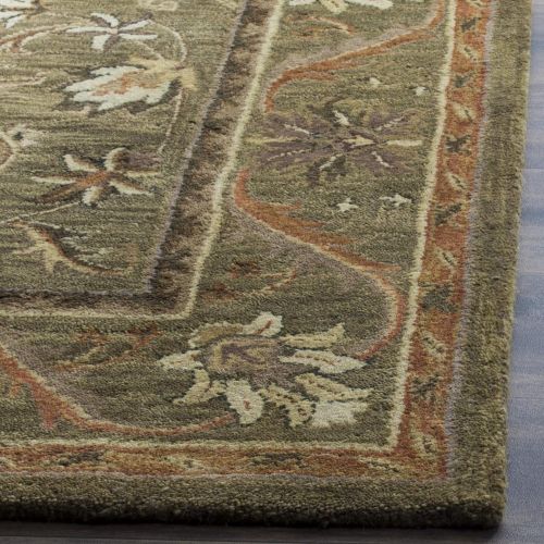  Safavieh Antiquities Collection AT52A Handmade Traditional Oriental Olive and Gold Wool Square Area Rug (6 Square)